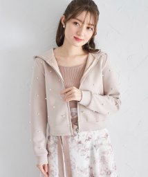 tocco closet(トッコクローゼット)/パール付きダブルジップダンボールパーカー/PINK BEIGE