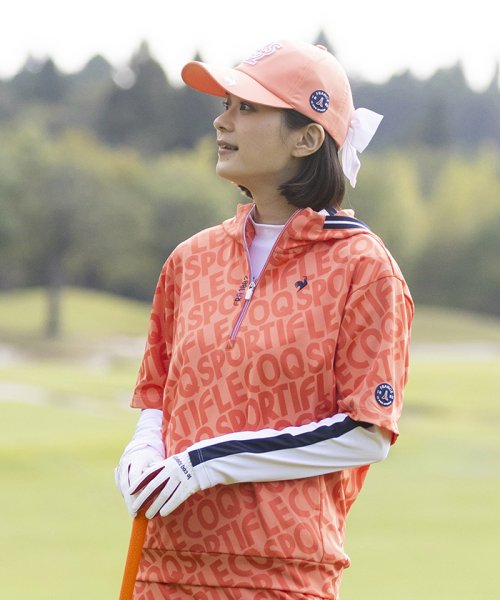 le coq sportif GOLF (ルコックスポルティフ（ゴルフ）)/【ストレッチフォーサー】半袖ジャガードパーカー/オレンジ