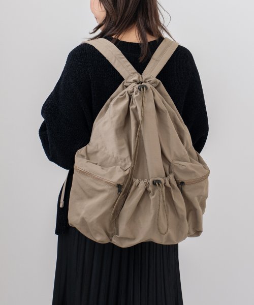 巾着ナイロンリュックサック【aroco/アロコ】レディース おしゃれ 軽量 大容量 ユニセックス a4 クッション材入りポケット ノートPC 軽量 アウトドア 人気・おすすめ｜省スペース設計・旅行向けにおすすめ お得商品 プライバシー配送 翌日お届け対応