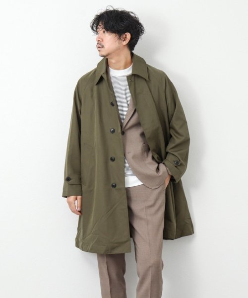 NOLLEY’S goodman(ノーリーズグッドマン)/【TAION/タイオン】《限定展開 / ビジカジ対応》別注NON DOWN BAL COLLAR COAT  ステンカラー バルカラーコート/オリーブ