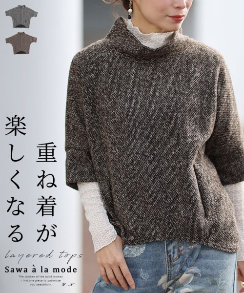 Sawa a la mode(サワアラモード)/レディース 大人 上品 重ね着が楽しくなるレイヤードトップス/ブラウン