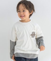 SLAP SLIP(スラップスリップ)/チェック柄レイヤード長袖Tシャツ(80~130cm)/オフホワイト