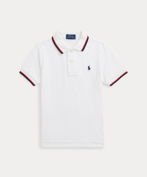 POLO RALPH LAUREN(POLO RALPH LAUREN)/(ボーイズ 2才～7才)ストライプドトリム コットン メッシュ ポロシャツ/100ホワイト