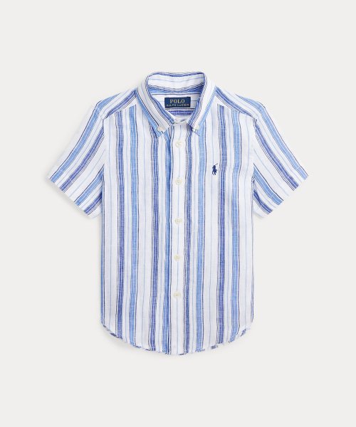 POLO RALPH LAUREN(POLO RALPH LAUREN)/(ボーイズ 2才～7才)ストライプド リネン ショートスリーブ シャツ/100ホワイト