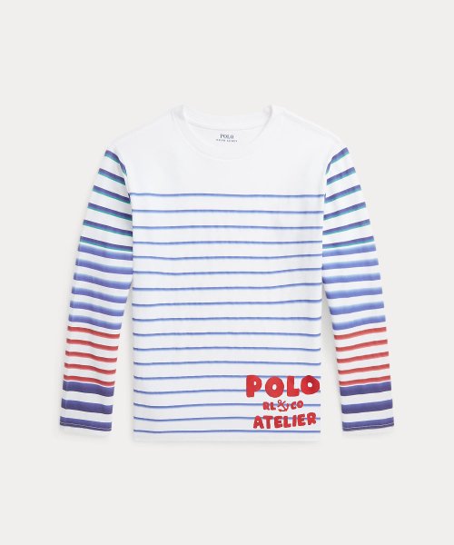 POLO RALPH LAUREN(POLO RALPH LAUREN)/(ボーイズ 8才～20才)ストライプド ロゴ コットン ロングスリーブ Tシャツ/100ホワイト