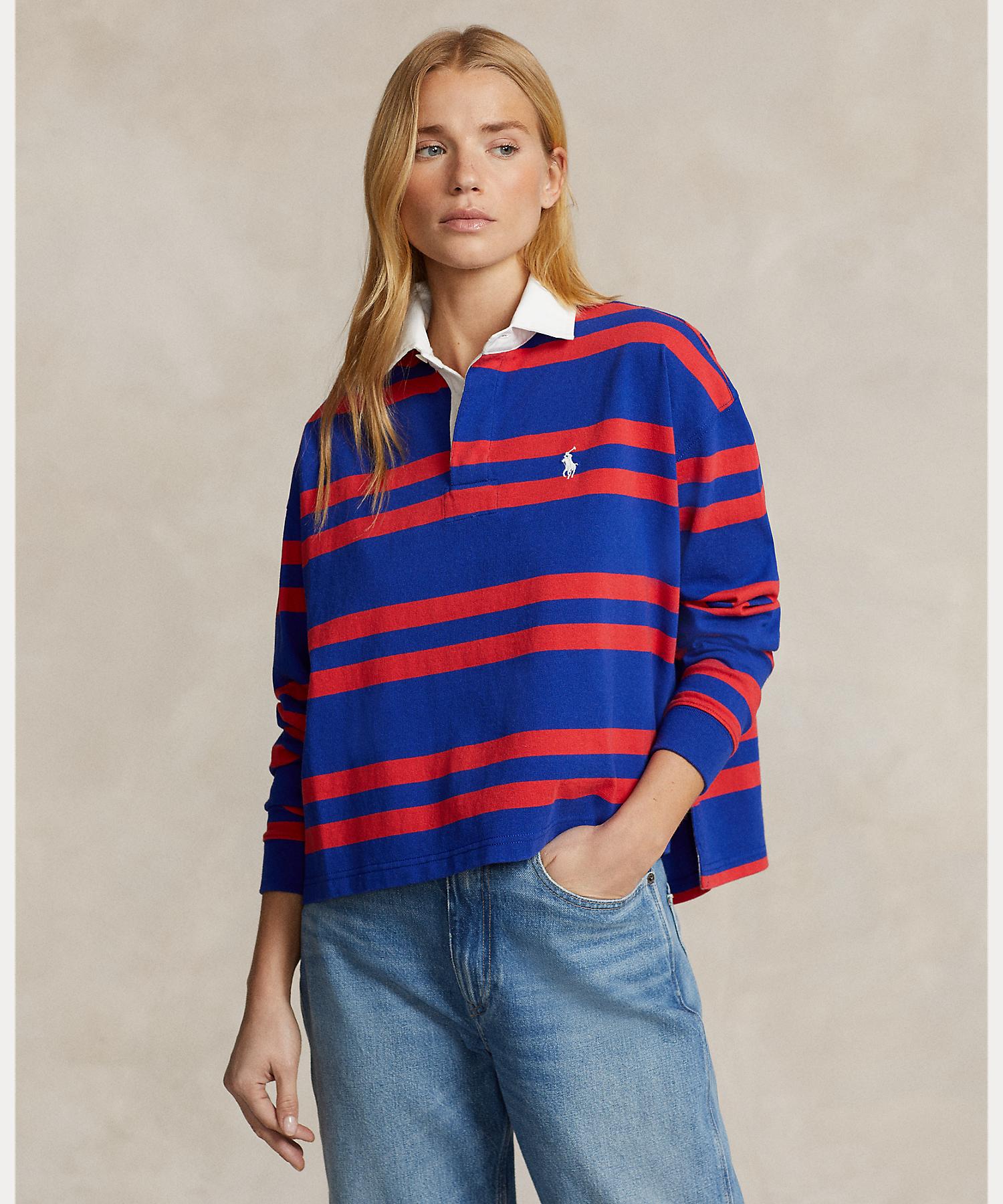 高品質，格安 ストライプド クロップド ジャージー ラグビー シャツ