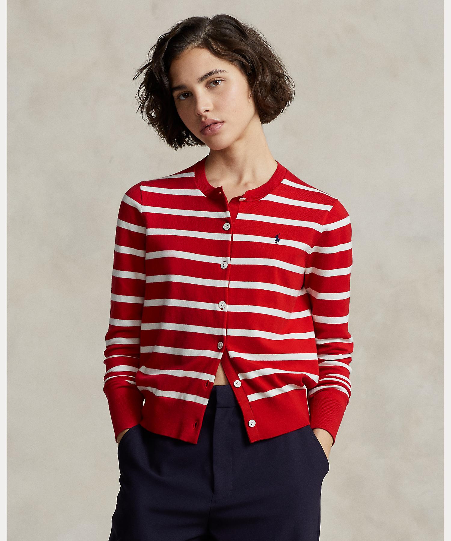 セール】ストライプド コットンブレンド カーディガン(505878604  