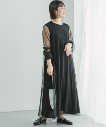 ITEMS URBANRESEARCH(アイテムズ アーバンリサーチ（レディース）)/チュールレイヤードロングスリーブワンピース/BLK