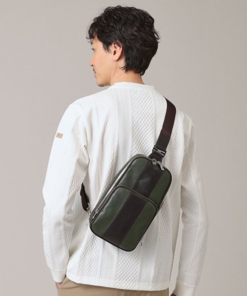 ラインブロッキング レザーワンショルダー 