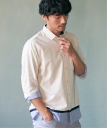 ikka(イッカ)/7分袖オックス裾切り替えシャツ/ホワイト