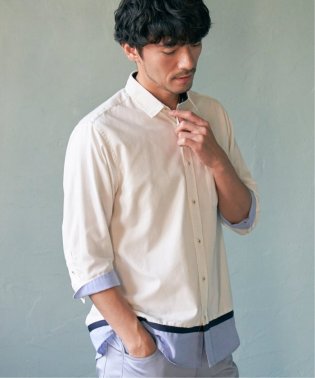 ikka/7分袖オックス裾切り替えシャツ/505768184