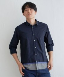 ikka/7分袖オックス裾切り替えシャツ/505768184