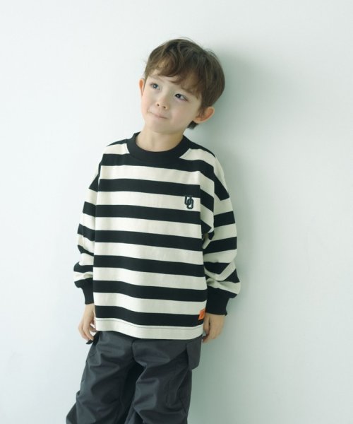 green label relaxing （Kids）(グリーンレーベルリラクシング（キッズ）)/【別注】＜UNIVERSAL OVERALL＞TJ EX ボーダープルオーバー 100cm－130cm/BLACK