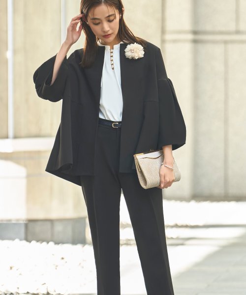 ノーカラーフレアースリーブパンツスーツ(SU1356)(505875002) | ルイ  