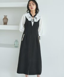 RUIRUE BOUTIQUE(ルイルエブティック)/【着脱楽々♪フロントファスナーシリーズ】<br>パールモチーフ　2wayジレワンピース(U1335)/ブラック(BL)