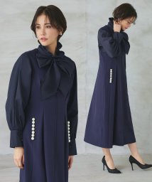 RUIRUE BOUTIQUE(ルイルエブティック)/【着脱楽々♪フロントファスナーシリーズ】<br>パールモチーフ　2wayジレワンピース(U1335)/ネイビー(NE)