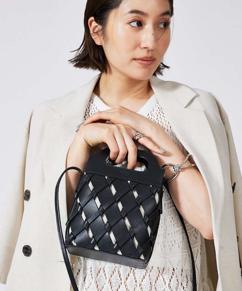 Tisser mini/レザーメッシュショルダーバッグ 