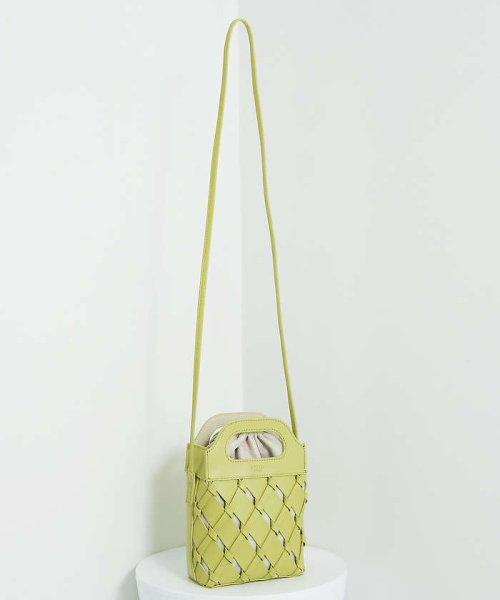 Tisser mini/レザーメッシュショルダーバッグ 