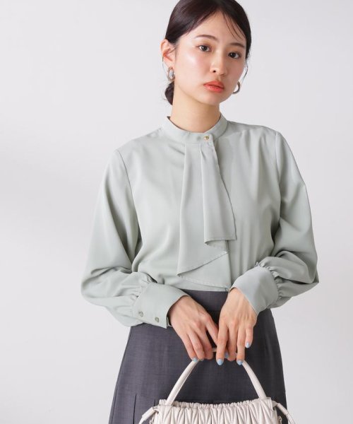 N Natural Beauty Basic(エヌナチュラルビューティベーシック)/ボウタイ風とろみブラウス 24SS/ライトグリーン