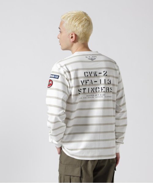 AVIREX(AVIREX)/ネイバル パッチ ロングスリーブ Tシャツ/NAVAL PATCH LONG SLEEVE T－SHIRT/グレイボーダー2