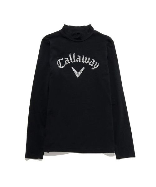 Callaway(キャロウェイ)/天竺長袖モックネックロゴプリントシャツ/ブラック