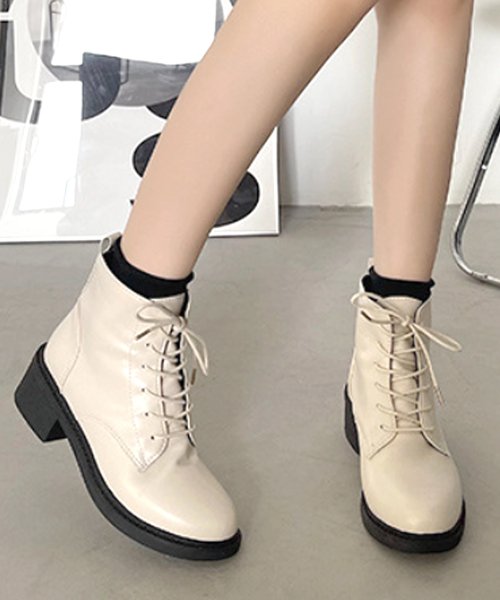 編み上げショートブーツ レディース 10代 20代 30代 韓国ファッション  