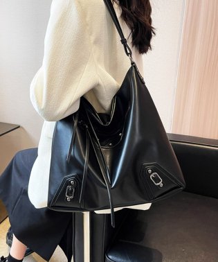 Dewlily/フェイクレザービッグトートバッグ レディース 10代 20代 30代 韓国ファッション カジュアル シンプル 鞄 可愛い バック お出掛け 通勤 黒/505881149