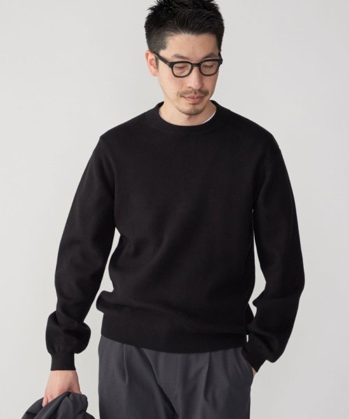 SHIPS MEN(シップス　メン)/*SHIPS:〈洗濯機可能〉テレワーク ビズ コットン/カシミヤ クルーネック ニット/ブラック