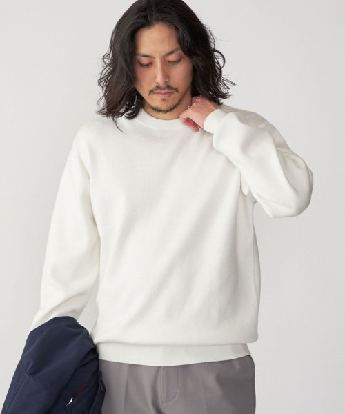 SHIPS MEN(シップス　メン)/*SHIPS:〈洗濯機可能〉テレワーク ビズ コットン/カシミヤ クルーネック ニット/オフホワイト