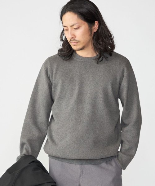 SHIPS MEN(シップス　メン)/*SHIPS:〈洗濯機可能〉テレワーク ビズ コットン/カシミヤ クルーネック ニット/チャコールグレー