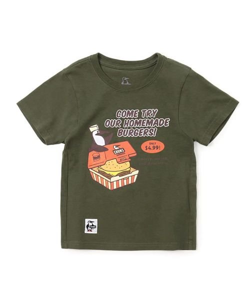 CHUMS(チャムス)/Kid's CHUMS Burger Shop T－Shirt (キッズ　チャムス　バーガーショップ　Ｔシャツ)/KHAKI