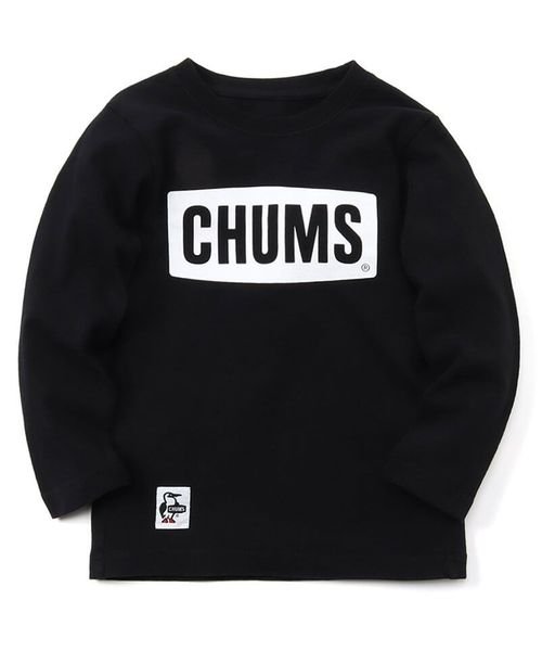 CHUMS(チャムス)/Kid's CHUMS Logo L/S T－Shirt (キッズ チャムスロゴ L/S Ｔシャツ)/BLACK×WHITE