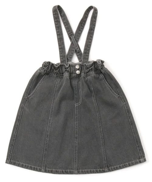 CHUMS(チャムス)/Kid's Suspenders Denim Skirt (キッズ サスペンダー デニムスカート)/GRAY