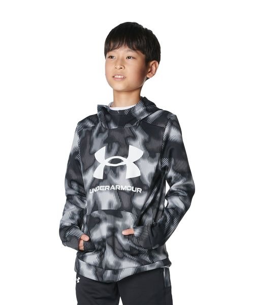 UNDER ARMOUR(アンダーアーマー)/UA ARMOUR FLEECE PRINTED BIG LOGO HOODIE/BLACK//WHITE