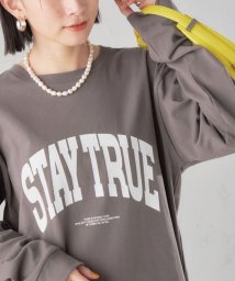 SHIPS WOMEN(シップス　ウィメン)/【SHIPS別注】81BRANCA:ロゴ ロングスリーブ TEE/ダークグレー