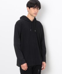 COMME CA ISM MENS(コムサイズム（メンズ）)/ケーブルジャカード コンビデザイン フードＴシャツ/ブラック