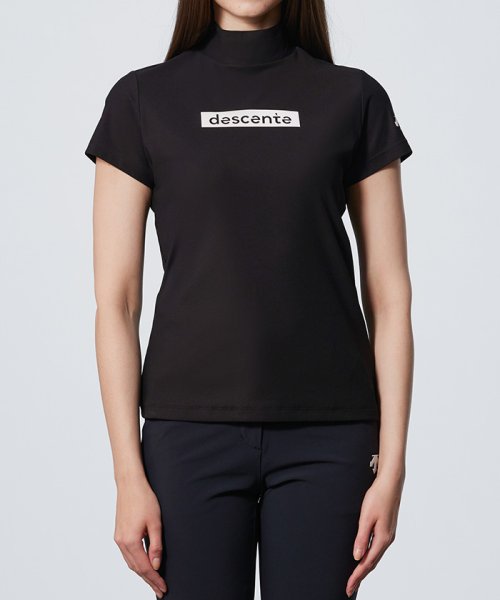DESCENTE GOLF(デサントゴルフ)/モックネックトリコットメッシュ半袖シャツ/ブラック