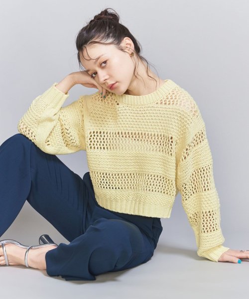 BEAUTY&YOUTH UNITED ARROWS(ビューティーアンドユース　ユナイテッドアローズ)/クロシェ メッシュニット プルオーバー/YELLOW