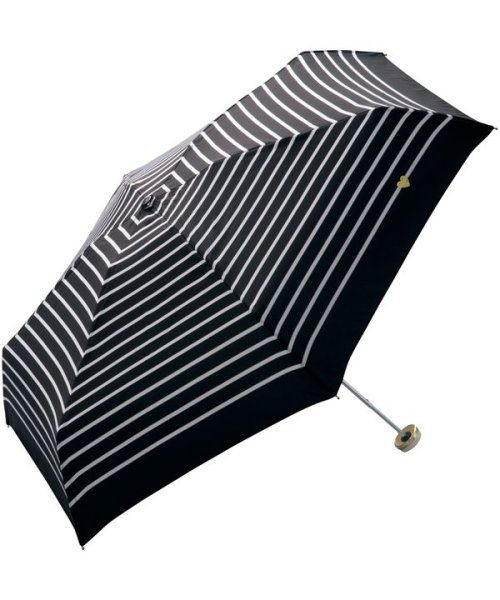 Wpc．(Wpc．)/【Wpc.公式】雨傘 ハート刺繍ボーダーゴールド ミニ 親骨50cm 晴雨兼用 傘 レディース 折り畳み傘 おしゃれ 可愛い 女性 通勤 通学/ブラック