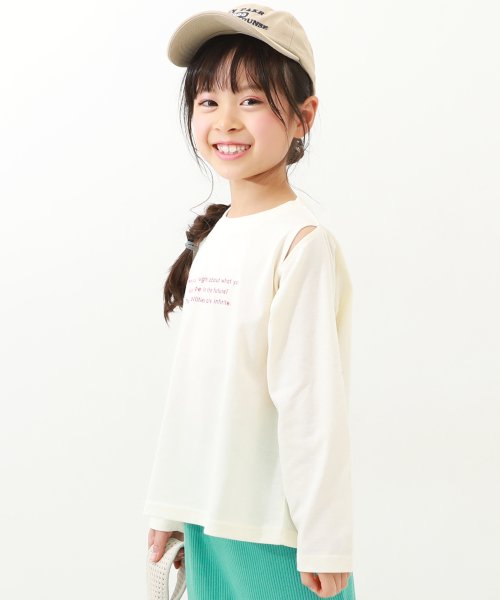 devirock(デビロック)/ガールズデザインアソートプリントロンT 子供服 キッズ 女の子 トップス 長袖Tシャツ ロンT /オフホワイト