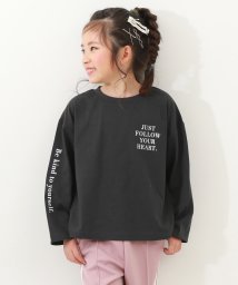 devirock(デビロック)/ガールズデザインアソートプリントロンT 子供服 キッズ 女の子 トップス 長袖Tシャツ ロンT /ブラック系1