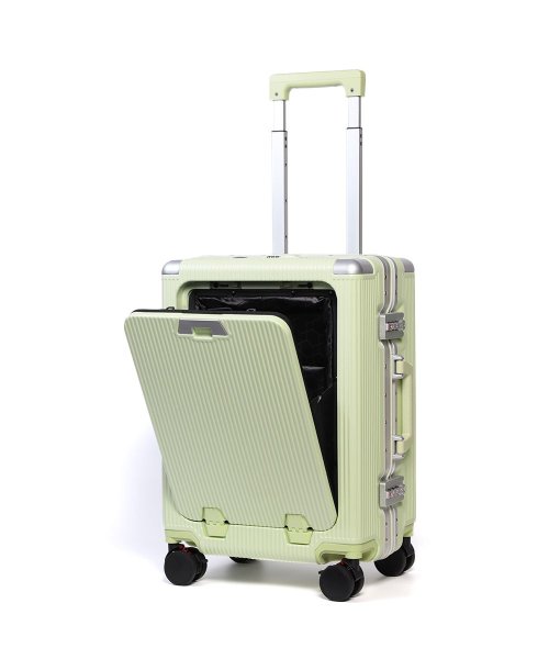 tavivako(タビバコ)/Proevo スーツケース キャリーケース フロントオープン 機内持ち込み 軽量 Sサイズ ストッパー アルミ フレームタイプ パソコン ビジネス/グリーン