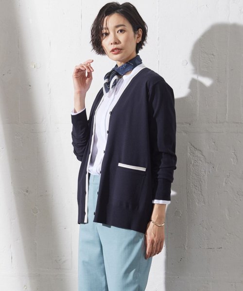 J.PRESS LADIES(J．プレス　レディス)/【洗える】RAYON STRETCH PLAIN Vネック カーディガン/ネイビー系