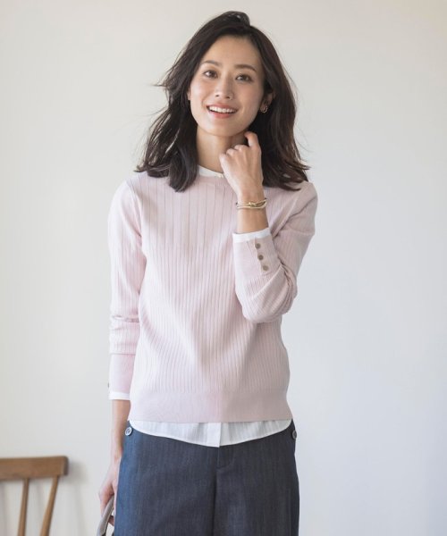 J.PRESS LADIES(J．プレス　レディス)/【洗える】RAYON STRETCH PLAIN クルーネック ニット/ピンク系