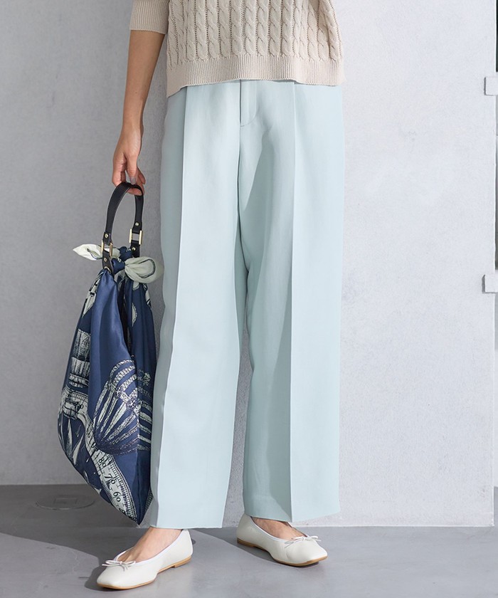 【Oggi4月号掲載/洗える】ハイカウントライトクロス クロップド パンツ 23区 パンツ 「Oggi4月号掲載/洗える」ハイカウントライトクロス