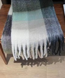 ARGO TOKYO(アルゴトウキョウ)/Big Fringe Check Muffler  26004 ビッグフリンジチェックマフラー　チェックマフラー　大判マフラー/ブラック