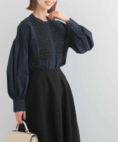 URBAN RESEARCH ROSSO(URBAN　RESEARCH　ROSSO)/TORRAZZO DONNA　チュールドッキングシャツブラウス/NAVY