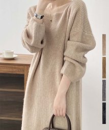 ARGO TOKYO(アルゴトウキョウ)/Boat－neck Loose Knit Onepiece 29093　ボートネックルーズニットワンピース　ボートネックワンピース　ルーズニットワンピース　ニッ/ベージュ