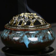 BACKYARD FAMILY(バックヤードファミリー)/香炉 陶器 お香立て付 incense02/ブルー系1