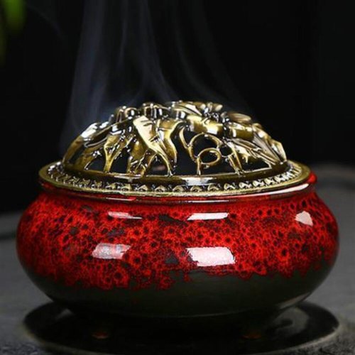 BACKYARD FAMILY(バックヤードファミリー)/香炉 陶器 お香立て付 incense02/レッド系1